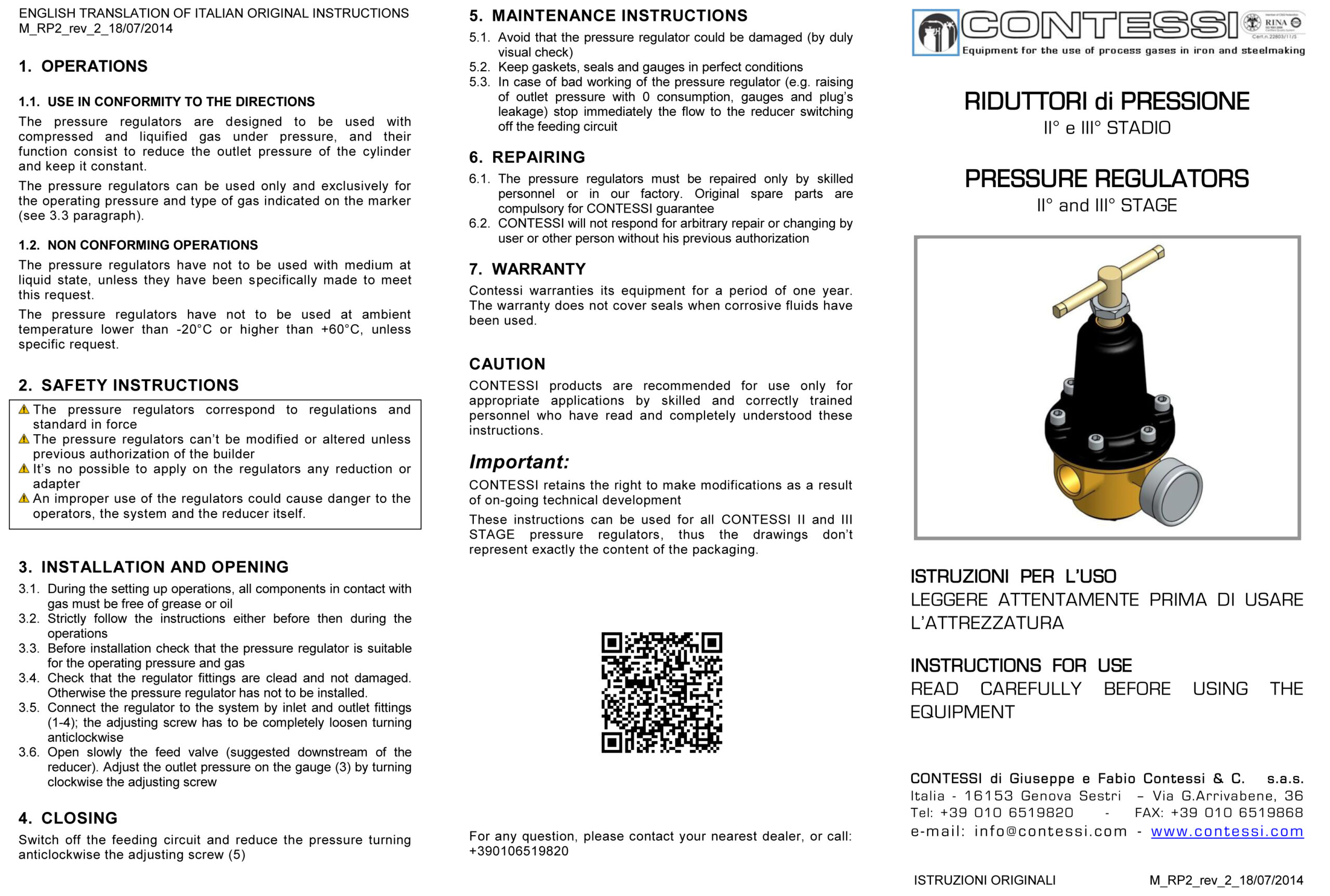 CONTESSI R 121 Series Pressure Regulators For Gas Distribution Systems_Pressure_Regulator_R- M_RP2_rev02 - riduttori di pressione II e III stadio (2)-1